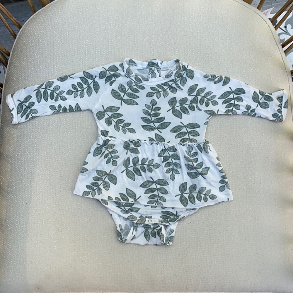 SpearmintLOVE🌿Long Sleeve Skirted Bodysuit, Sage Fern
